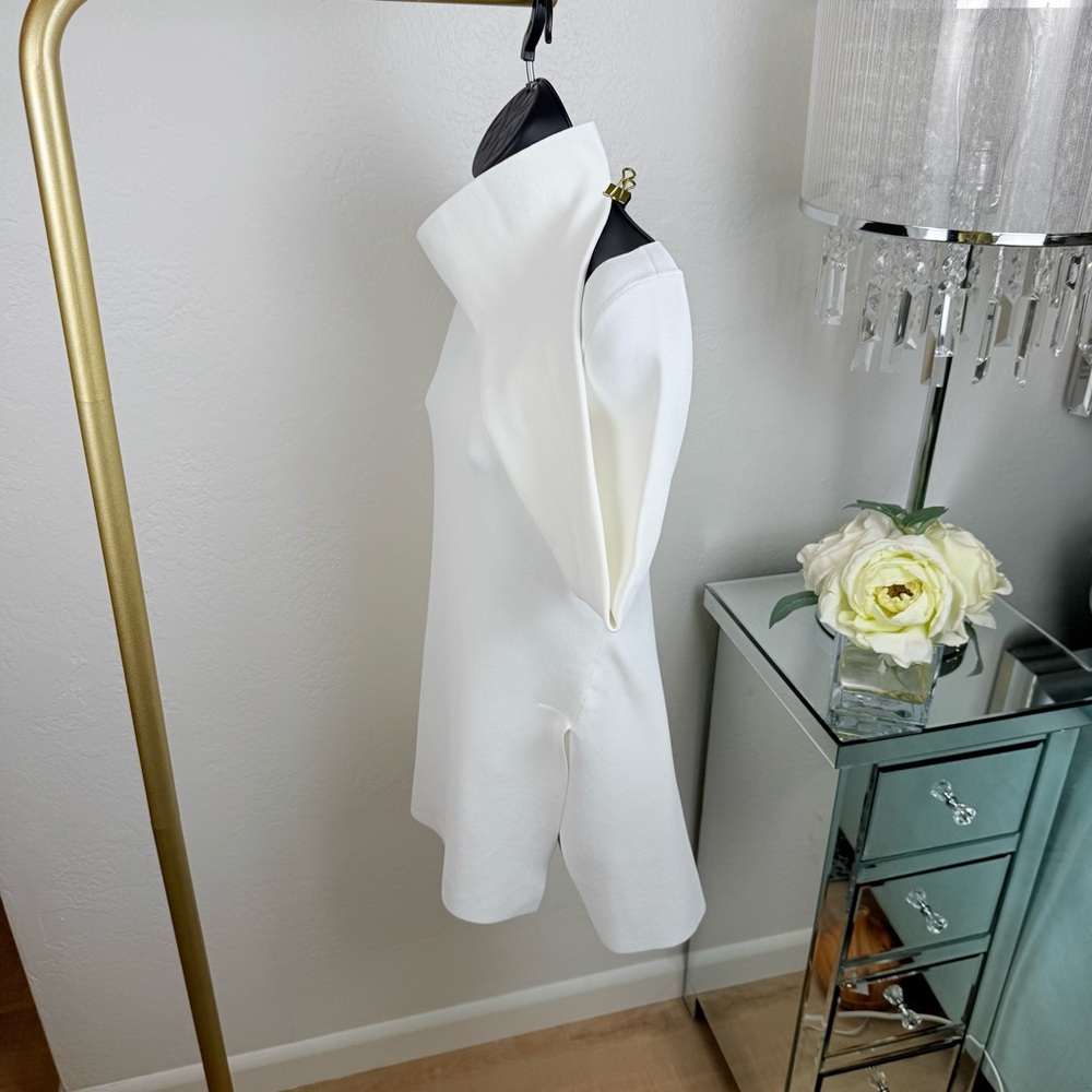 Proenza Schouler White Asymmetric Slit Knit Top Made in Italy S Luxe Minimalist - Picture 12 of 16